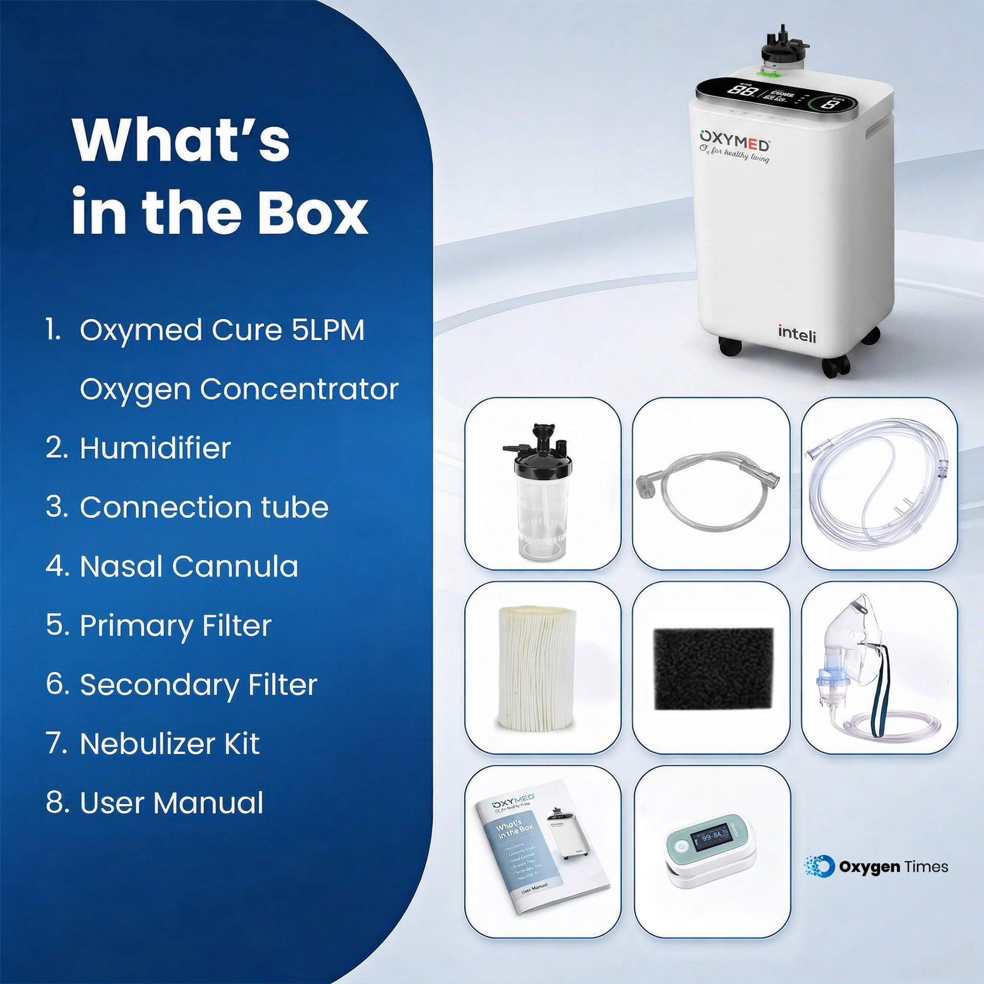 What's in the box for Oxymed Inteli 5LPM